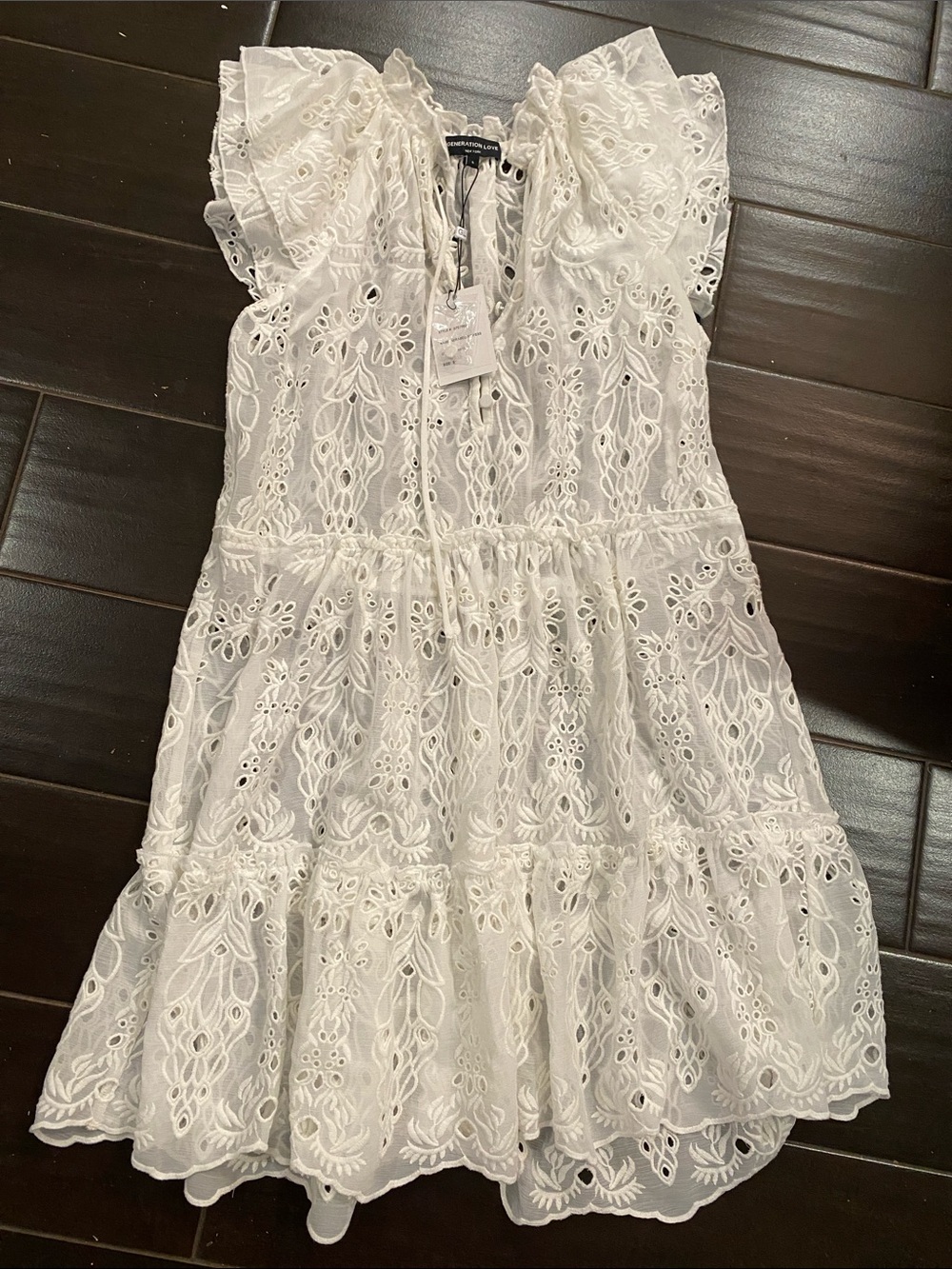 Generation Love White Eyelet Ruffle Tiered Dress NWT size small